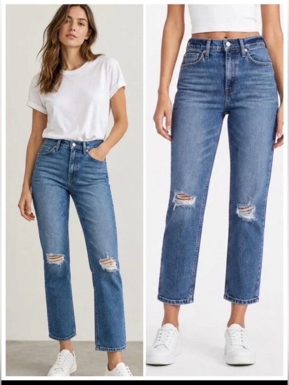 AYR The Yes Yes Yes Jeans 25 Distressed Medium Wash High Rise Straight Leg